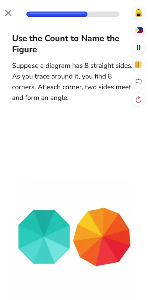 A Math lesson screen in English