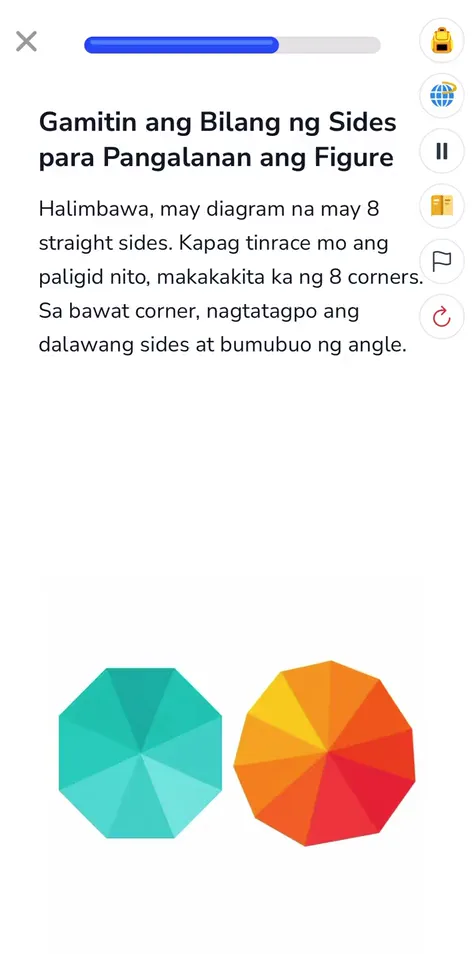The same Math lesson screen in Filipino